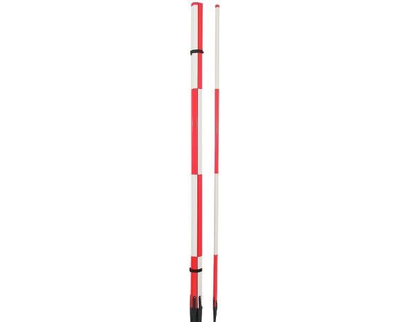 Reisefluchtstab-Holz/PVC, Dreikantrohrspitze, 2m, r/w, w/r (Set mit je zwei Sätzen a 6 Stück)